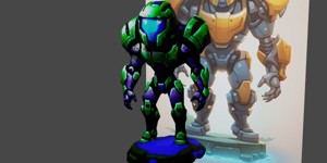 a robot with a blue light on his face isometric 2 