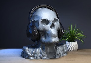 Low-poly Robot Skull Headphone Stand Cyborg Headset Stand