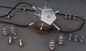 Abstract octagonal metallic energy 3D model