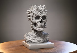 Robot Skull dragon bust Cyborg skull dragon