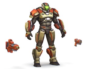 Cartoon Sci-Fi Cyborg male Drone Trooper Soldier