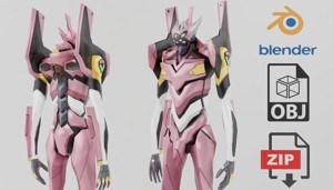 Evangelion EVA Unit 08 Textured Lowpoly