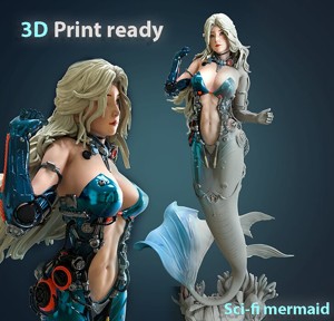Sci-FI Mermaid - 3D print ready