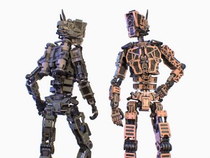 Military robot character Unity UE lowpoly gameready rigged model