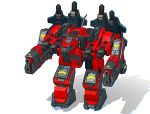 Animated Heavy Combat Robot Cyborg Machine Gun