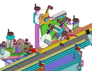 industrial 3D model 90 degree carton labeling machine
