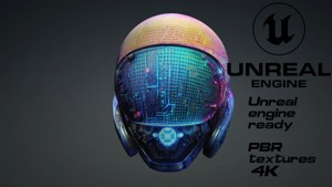 Scifi cyberpunk helmet game ready UE5 FBX
