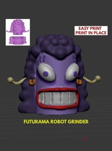 GRINDER GRINDER WEED CRUSHER ROBOT FUTURAMA PRINT-IN-PLACE EASY PRINT FDM SLA...LARGE GRINDER