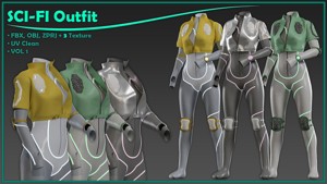 sci-fi female outfit with 3 texture