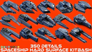 Sci-Fi Hard Surface SPACESHIP KITBASH 350 DETAILS
