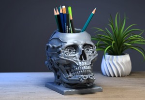 Skull robot pen holder Cyborg pen holder