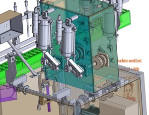 industrial 3D model 4 head filling machine