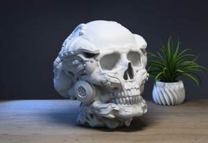 ROBOT SKULL HEADPHONE STAND CYBORG HEADSET STAND PERFECT GAMER GIFT SCI-FI FANS GIFT ROBOT SKULL HEADPHONE HOLDER A37 (1)