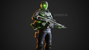 Cyberpunk Green-G Robot