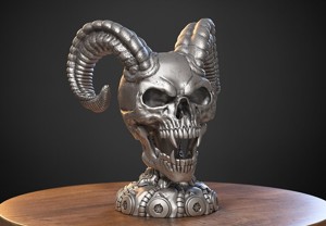 Skull wild scream robot bust Cyborg skull scream bust