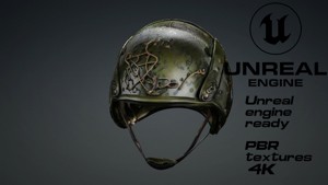 Apocalyptic militar helmet game ready UE5 FBX