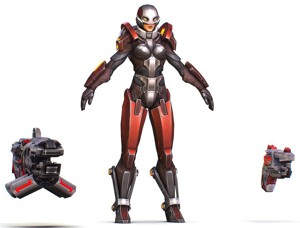 Cartoon Sci-Fi Cyborg Drone Heavy Machine Gunner