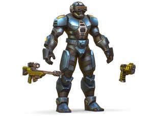 Cartoon Sci-Fi Cyborg Drone Sniper Soldier
