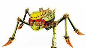 Green Spider Robot Funny Cartoon Insect Parasite Beetle Lowpoly