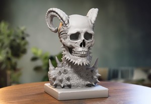 Skull robot demon dragon bust Cyborg skull dragon bust