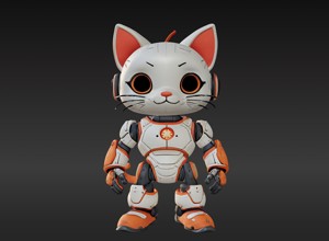 3D Model of Cute Robo Cat - Animated and Printable