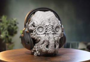 SKULL ROBOT DRAGON HEADPHONE STAND, CYBORG SKULL DRAGON HEADSET STAND, PERFECT GAMER GIFT, SCI-FI FANS GIFT, ROBOT SKULL DRAGON HEADPHONE HOLDER A169 (2)