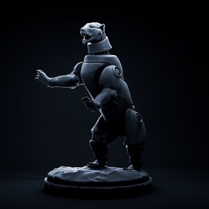 Polar bear mecha robot 32mm scale pre-supported animal