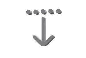 3d arrow down from dotted line
