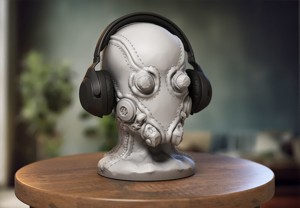 Robot Skull Headphone Stand  Cyborg Headset Stand