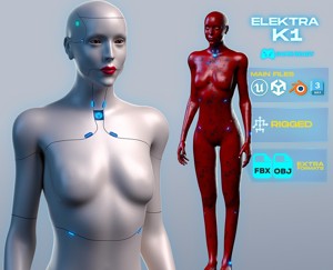 Advanced Female Humanoid Sci-fi Game Ready Character 3D Model