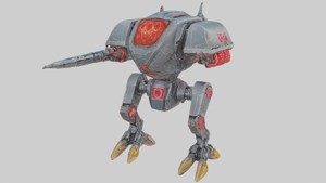 Battle robot character with gun