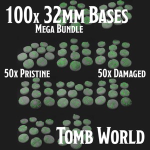 100 NECRON TOMB WORLD MINIATURE BASES - 32 MM - MEGA BUNDLE