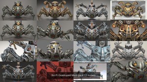 Sci-Fi Quadruped Mech pack