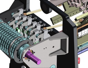 industrial 3D model warp knitting mechanism