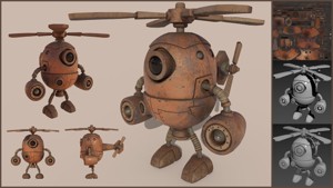 Stylized Helibot Cartoony Robot