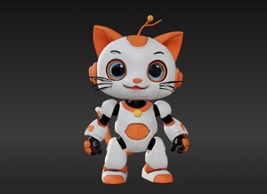3D Model of Cute Robo Cat Animated and Printable 3D print model
