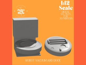 ROBOT VACUUM AND DOCK DOLLHOUSE FURNITURE & ACCESSORIES 1:12 SCALE 3D PRINTABLE STL