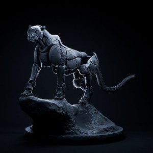 Cheetah mecha robot 32mm scale pre-supported animal