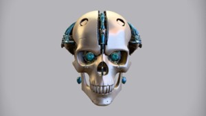 futuristic robotic skull  3D Game Ready Model