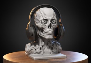 Skull robot Headphone Stand Cyborg skull robot Headset