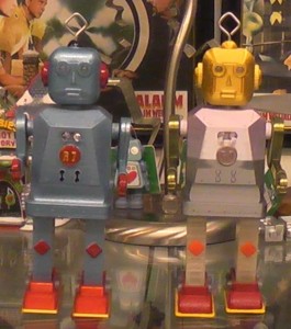 Robot R7 walking "flashy Jim 1950's Robot"