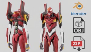 Evangelion EVA Unit 02 Textured Lowpoly