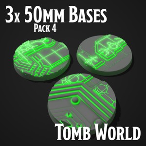 3 NECRON TOMB WORLD MINIATURE BASES - 50 MM - PACK 4