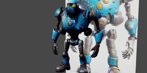 a robot that is standing in the air a 3D render by