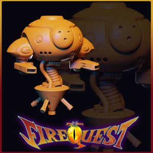 GUNNER ROBO, FIRE QUEST MINIATURE/STATUE - PRE-SUPPORTED