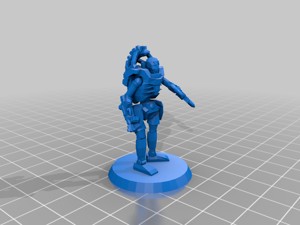 angry space skeleton robot with pistol and sword