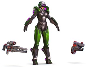 Cartoon Sci-Fi Cyborg Drone Sniper Soldier