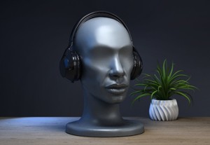 mdoern human head Headphone Stand  Cyborg Headset Stand