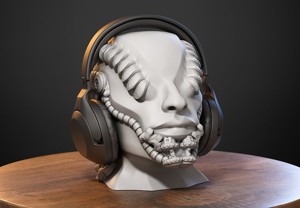 Robot human bust Headphone Stand Cyborg Robot human bust