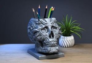 Robot Skull pen holder Cyborg pen holder